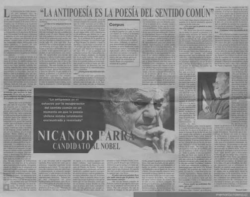 Antipoesia, Nicanor Parra, giornale