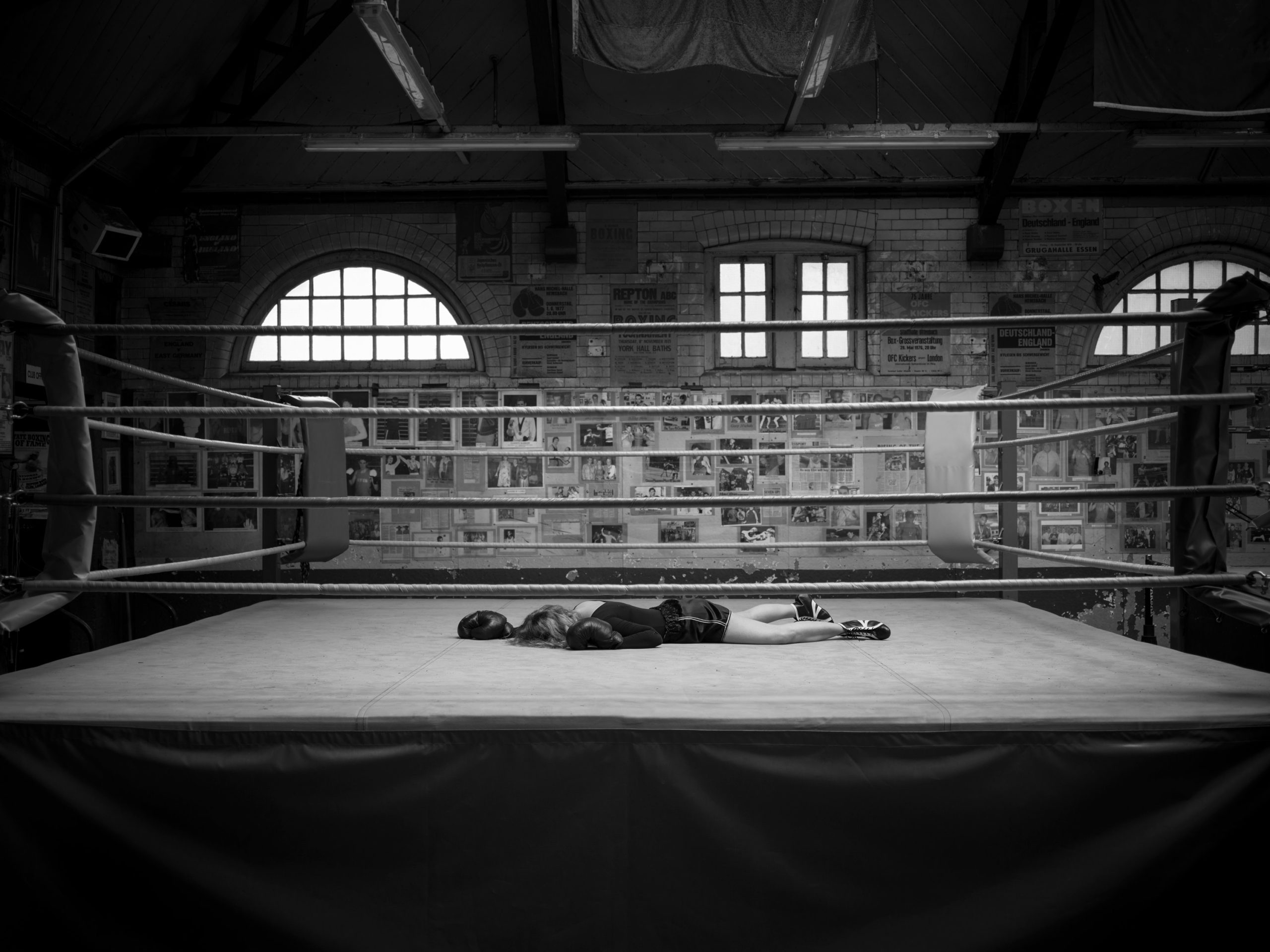 Boxer riposa sul ring